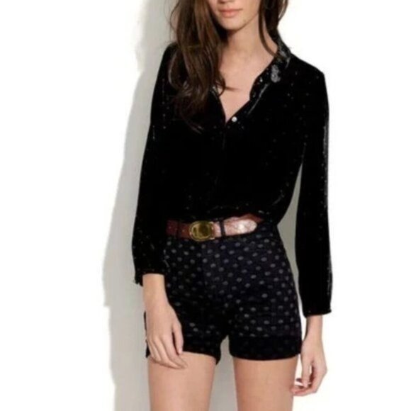 Alexa Chung For Madewell Pin Dot Velvet Blouse $128 Medium - Picture 3 of 12
